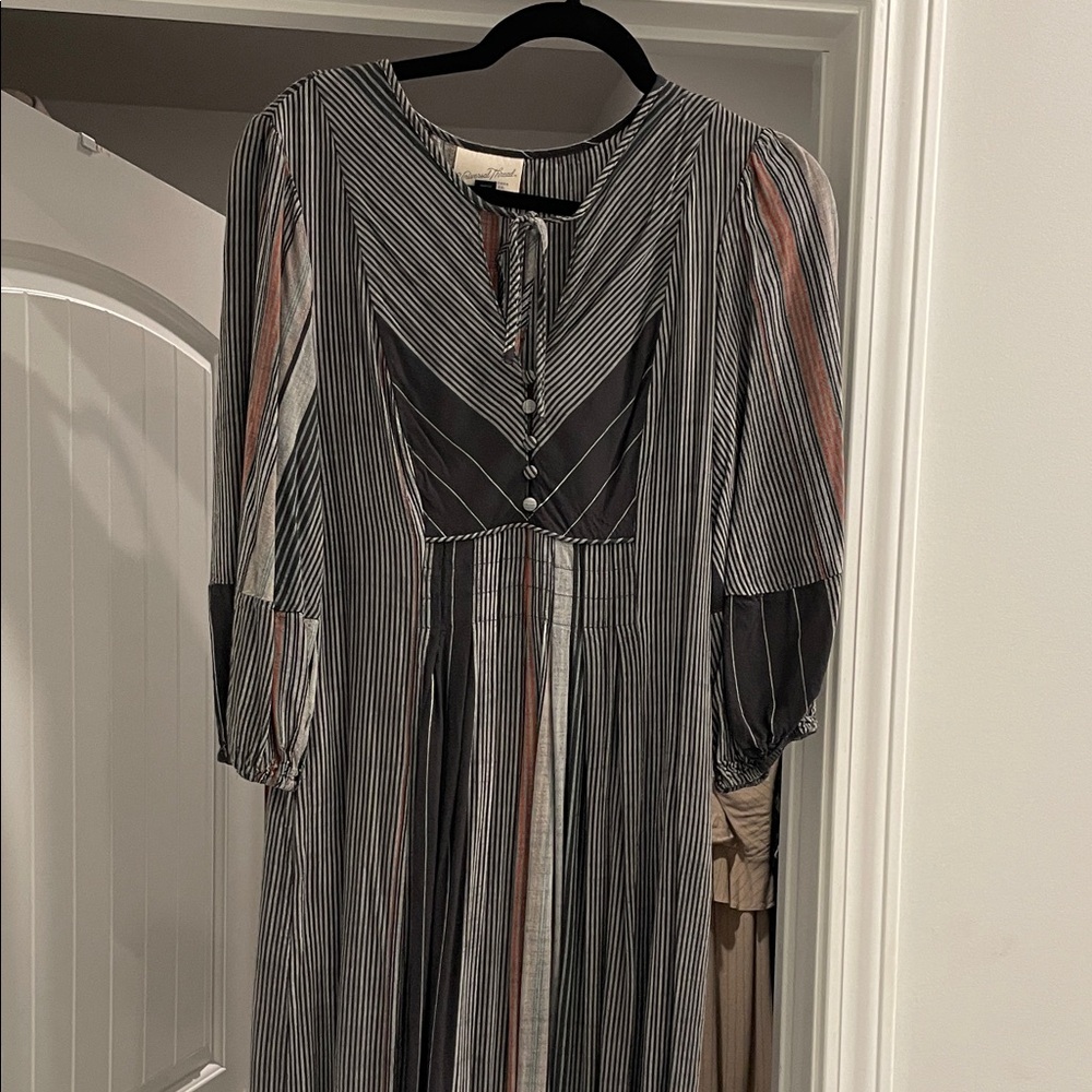 Universal Thread Silver Gray Pleated Wrap Dress - image 3